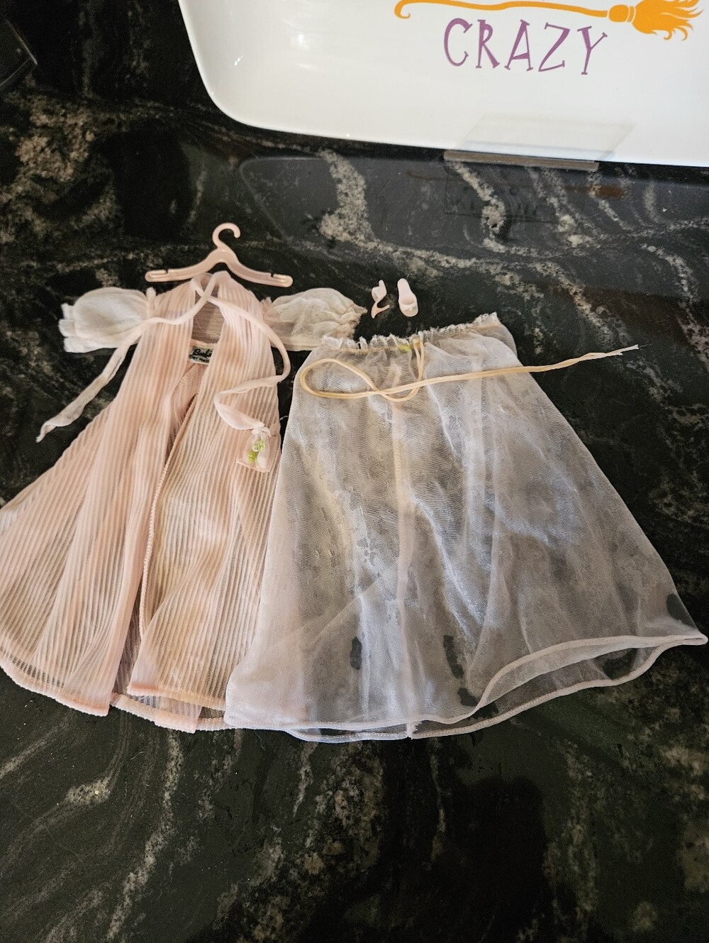 Vintage Barbie Nighty Negligee Near Complete Set 1959-1964 Pink Gown Robe Shoes